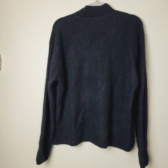 Vintage Angora‎ Lambswool Quarter Zip Black Sweater Women's Large - Picture 3 of 8